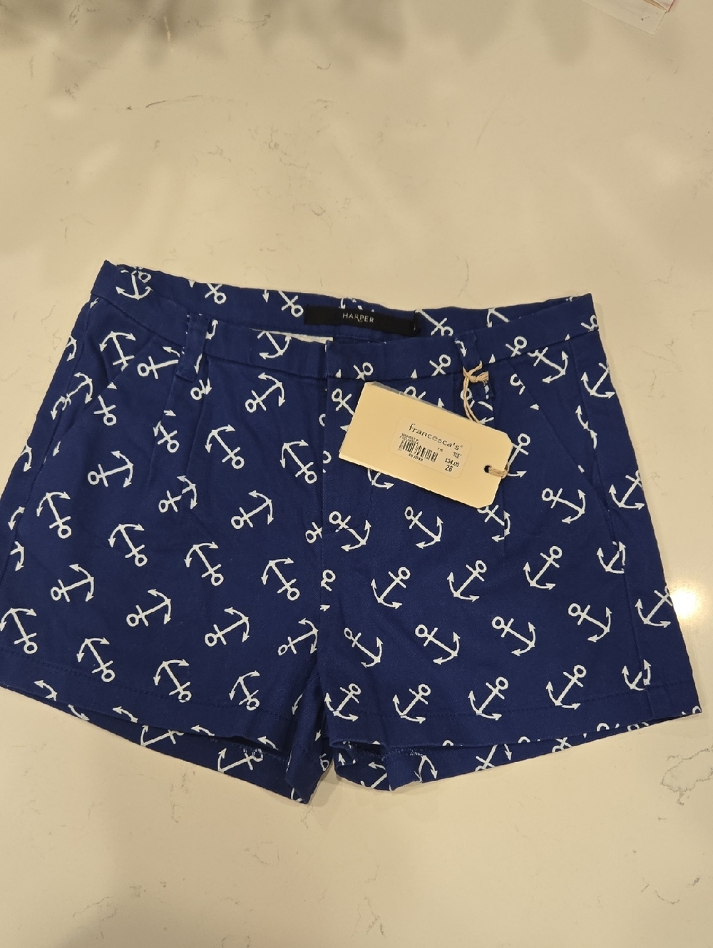 Harper Blue Anchor Print Women’s Jean Shorts